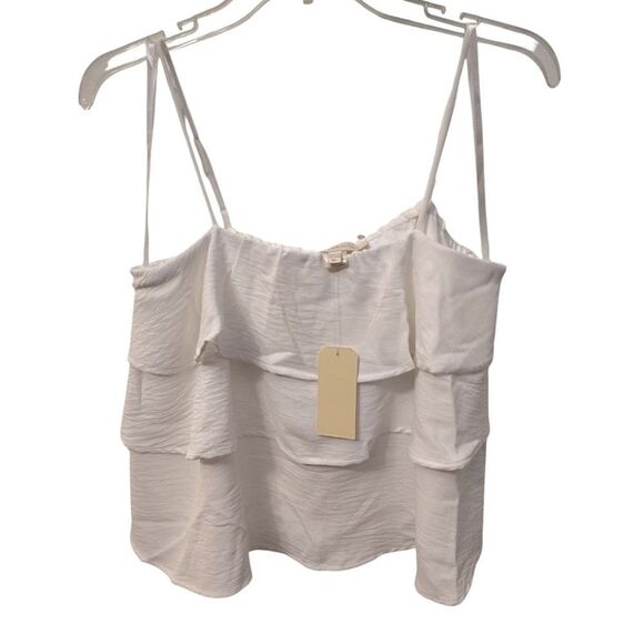 Monteau LA White Ruffle Tier Sleeveless Cami Tank Top Size XL NWT - Picture 3 of 11
